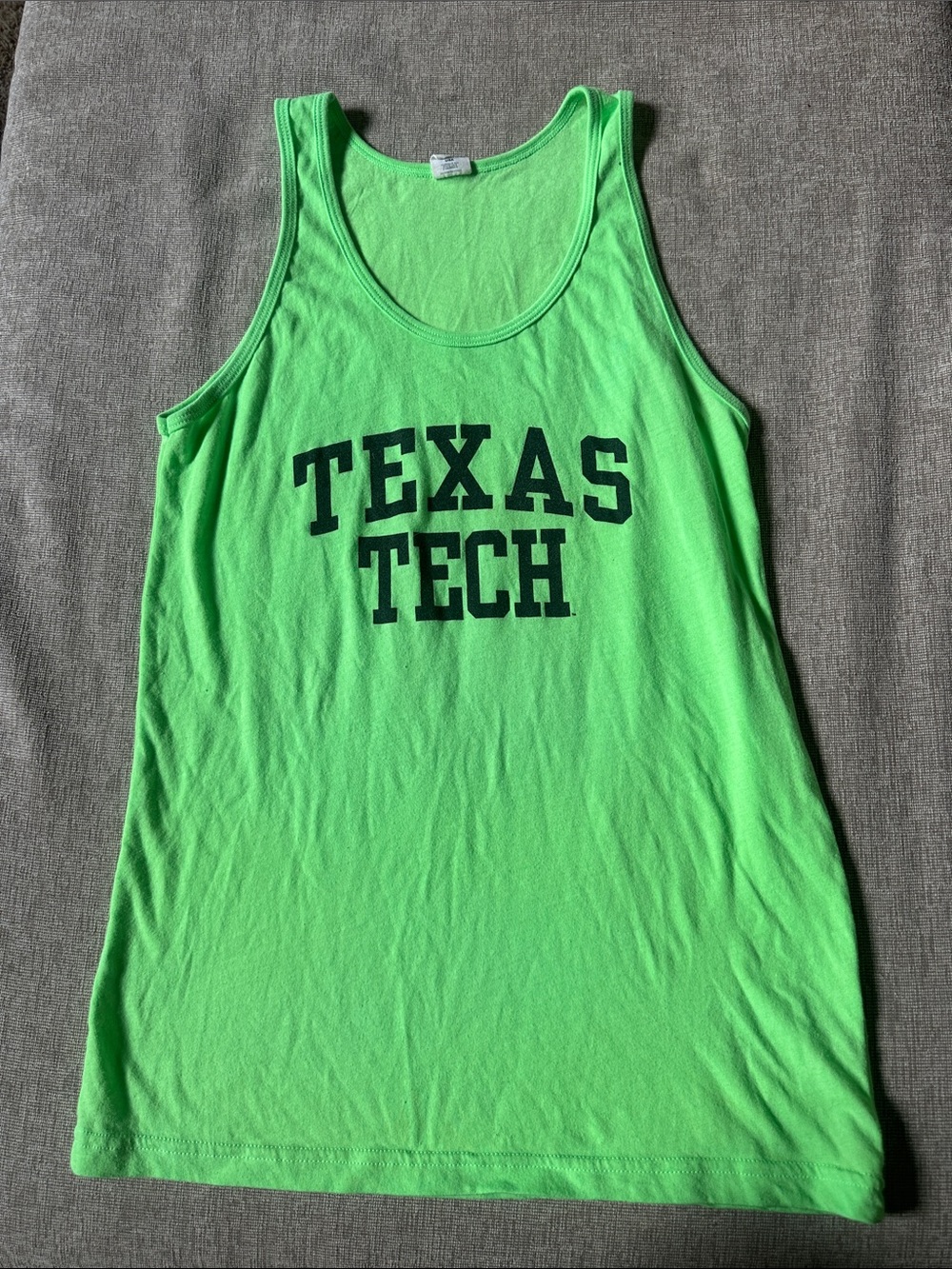 American Apparel Neon Green Tank Texas Tech size small